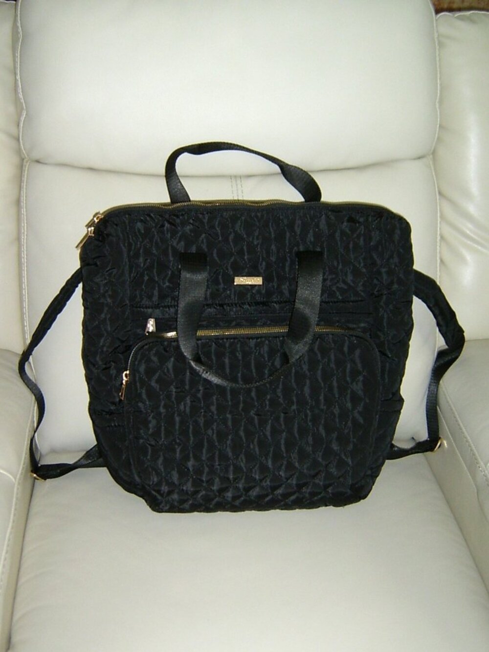 Black Quilted Backpack/Tote, 17 x 17", NEW WITHOUT TAG